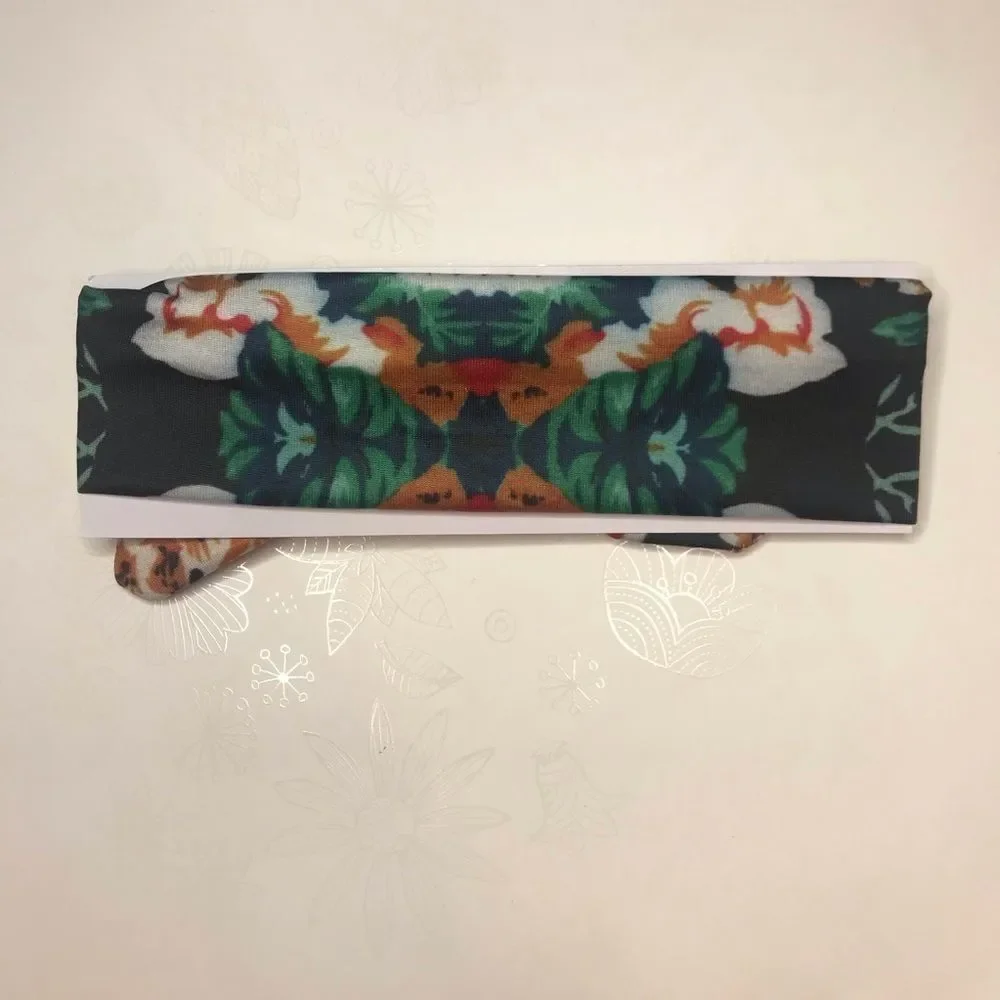 BABY Girls Tie Knot Black Floral Print Headband
